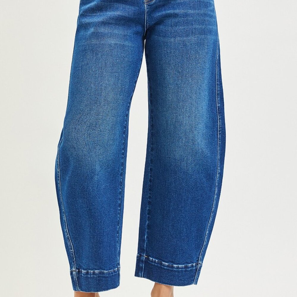 RISEN Mid Rise Crop Barrel Jeans - Picture 2 of 7